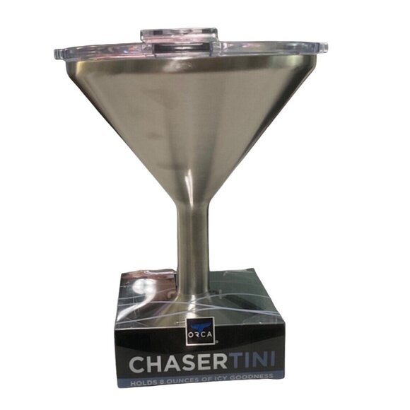 Orca Chasertini 8 Oz Stainless Steel Martini Glass With Lid - Picture 1 of 11